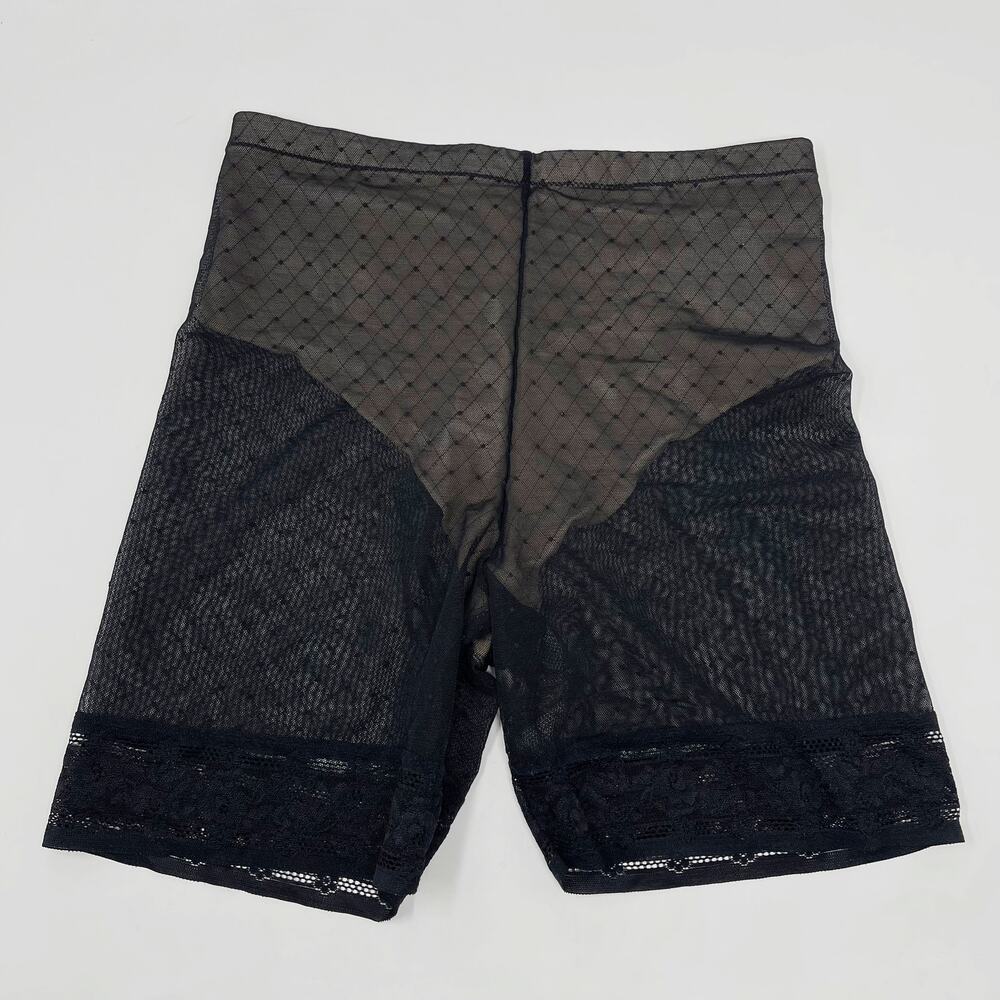DKNY Large Lace Black Nude Sheer Lace Slip Shorts Illusion Womens Sexy Lingerie